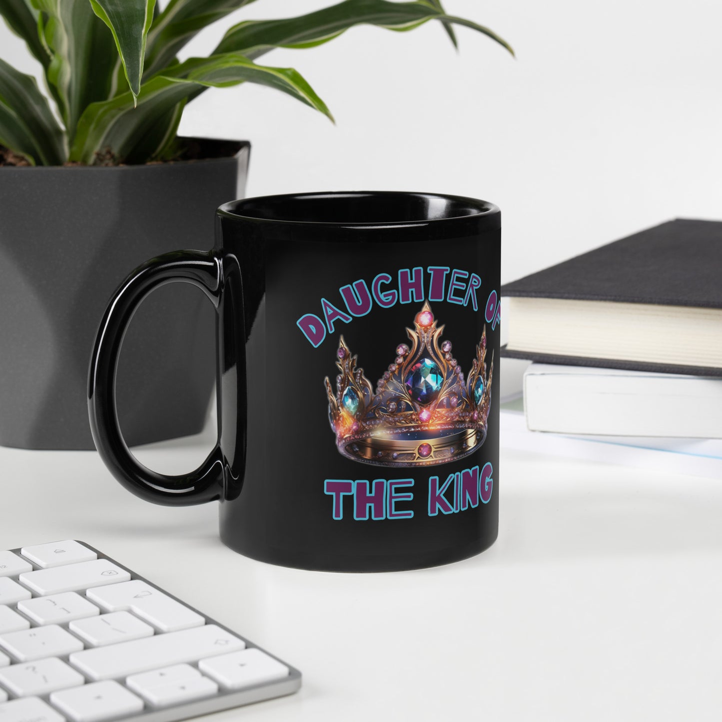 Daughter Of The King Black Glossy Mug