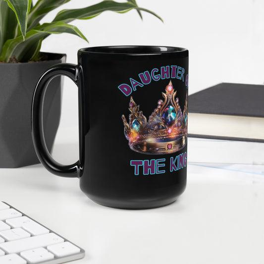Daughter Of The King Black Glossy Mug