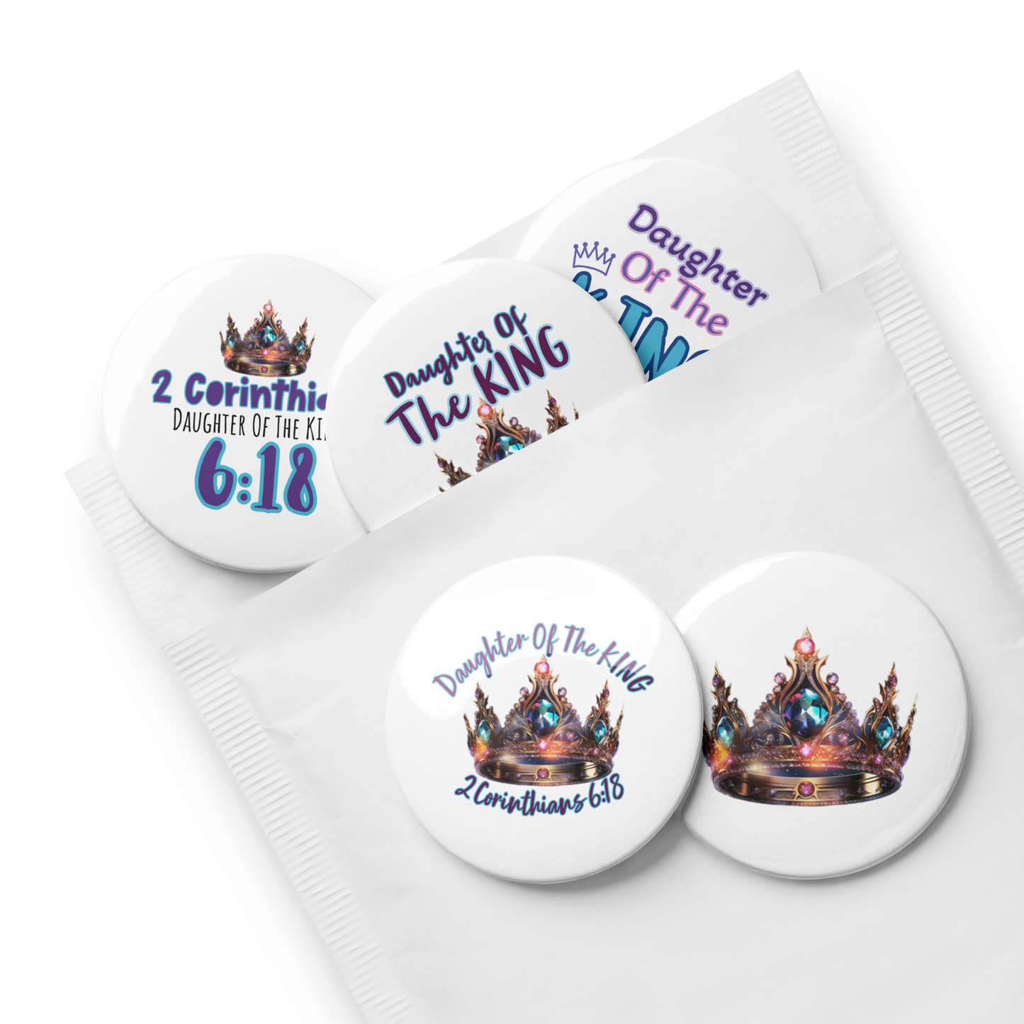 Daughter Of The King Set of 5 pin buttons